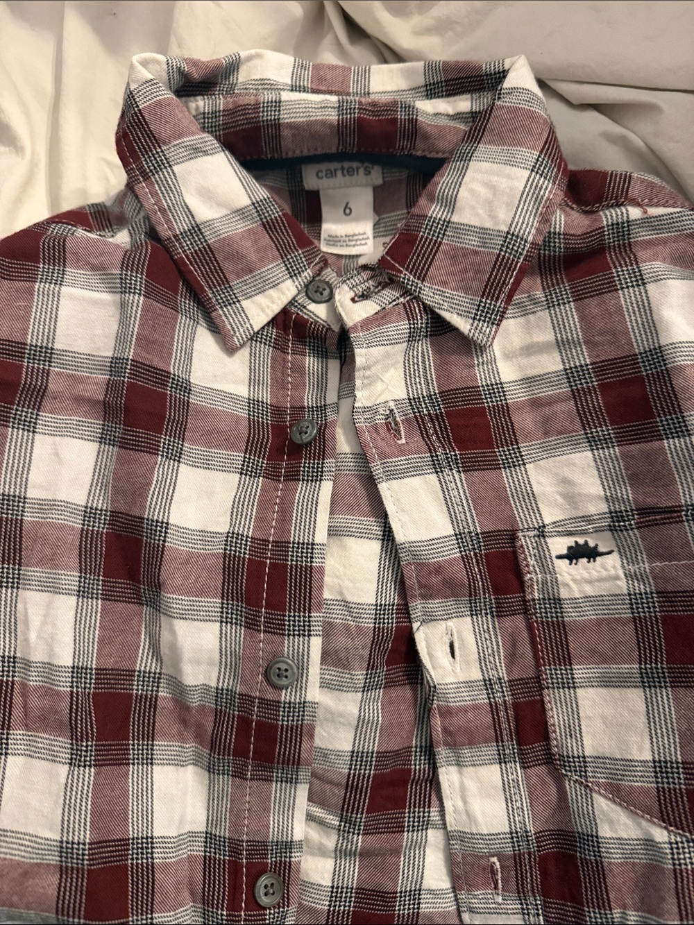 Carter's Red and White Plaid Button-Down Shirt